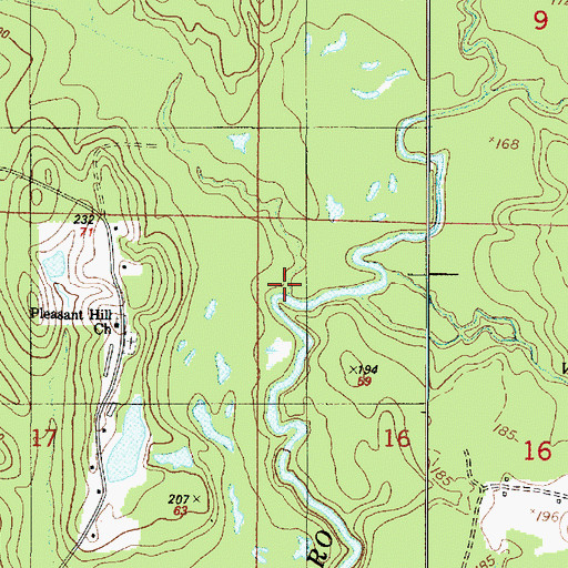 Topographic Map of Bluff Creek, LA