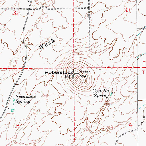 Topographic Map of Haberstock Hill, AZ