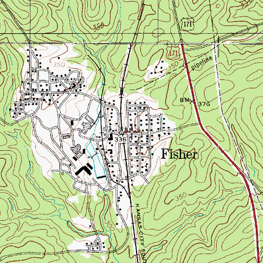 Topographic Map of Fisher Historic District, LA