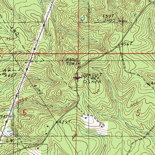 Topographic Map of Fisher Lookout Tower, LA