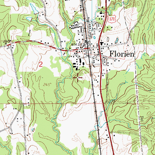 Topographic Map of Florien Elementary School, LA
