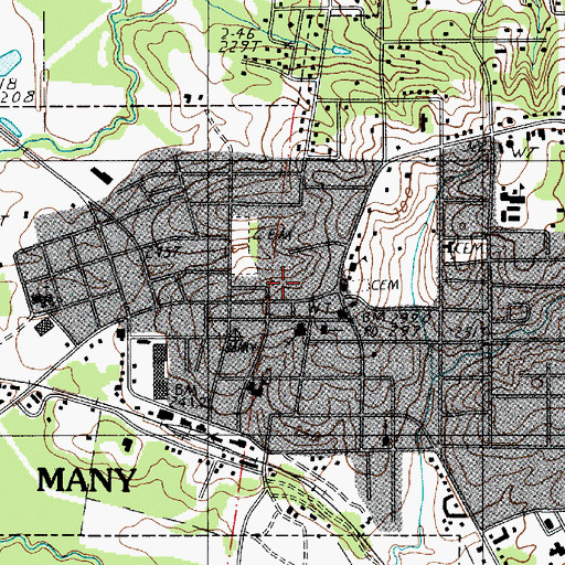 Topographic Map of Many City Hall, LA