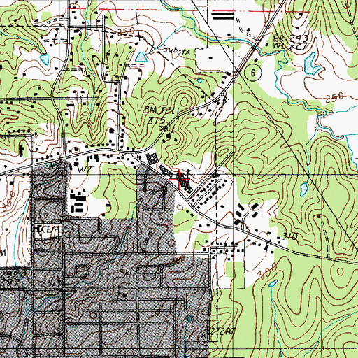Topographic Map of Many Elementary School, LA