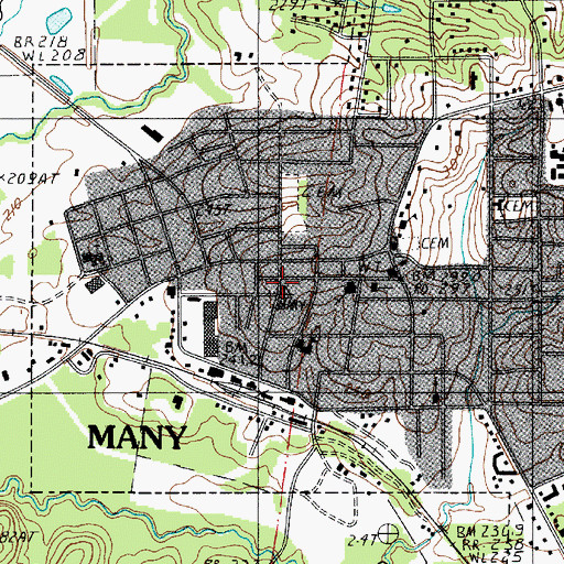 Topographic Map of Sabine Parish Courthouse, LA