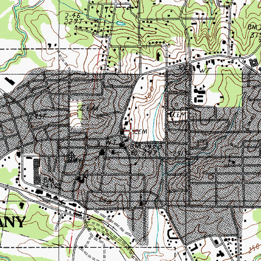 Topographic Map of Saint Johns Cemetery, LA