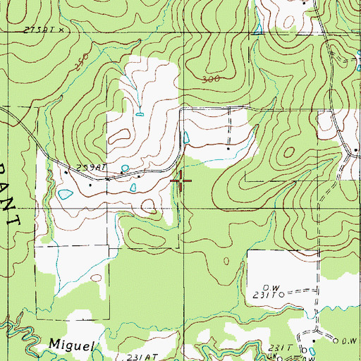 Topographic Map of San Miquel Bayou Oil and Gas Field, LA