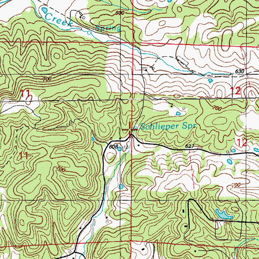 Topographic Map of Schlieper Spring, AR