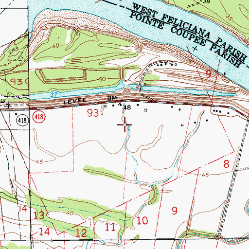 Topographic Map of Belair Plantation (historical), LA