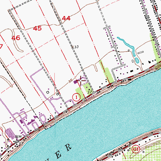 Topographic Map of False River Academy School, LA