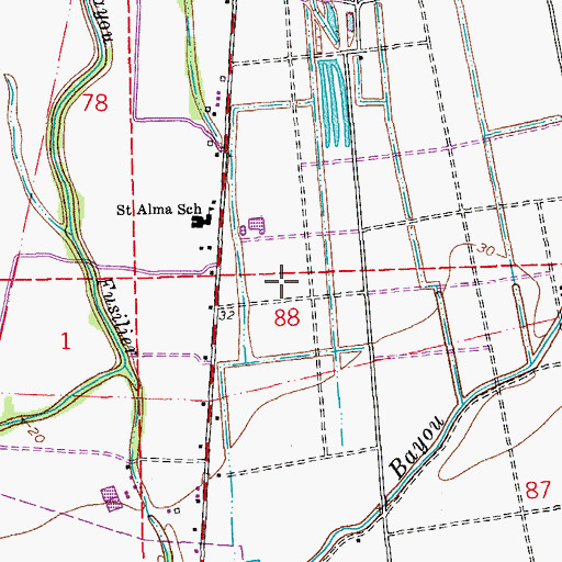 Topographic Map of False River Gas Field, LA