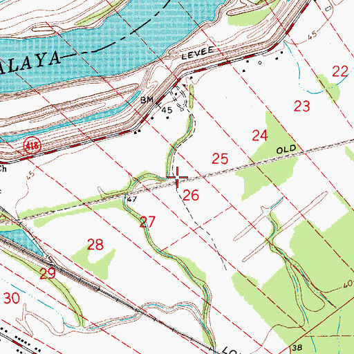 Topographic Map of Glynville (historical), LA