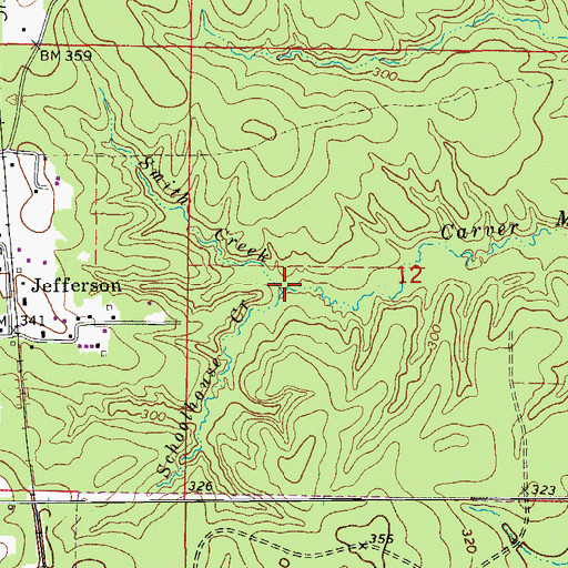 Topographic Map of Schoolhouse Creek, AR