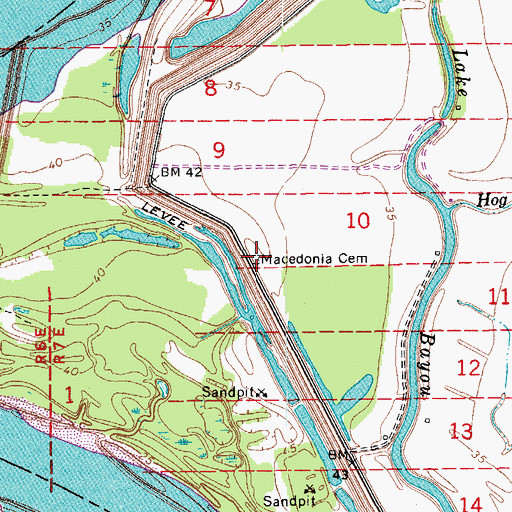 Topographic Map of Lake Bayou School (historical), LA