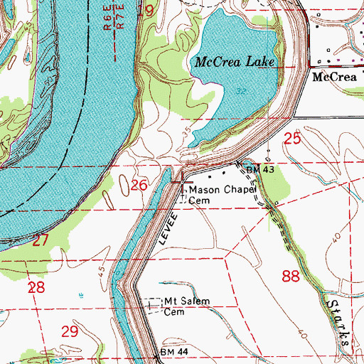 Topographic Map of Mason Chapel (historical), LA