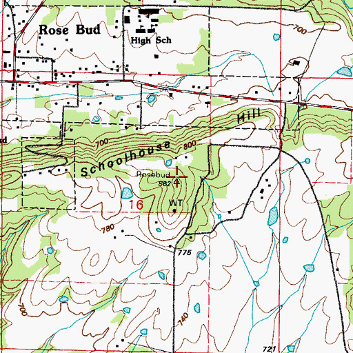 Topographic Map of Schoolhouse Hill, AR