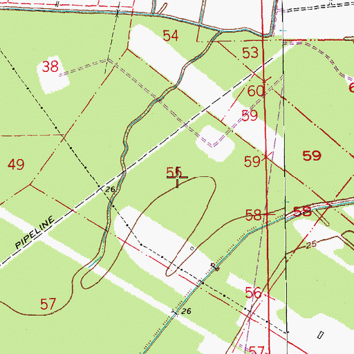 Topographic Map of Moore-Sams Oil Field, LA