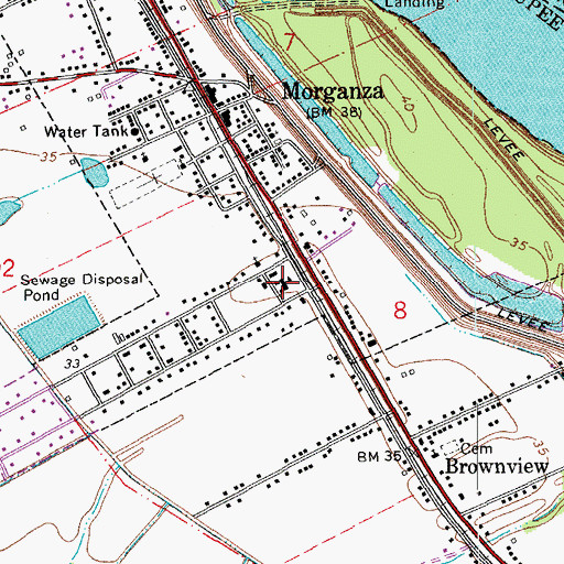 Topographic Map of Morganza High School, LA