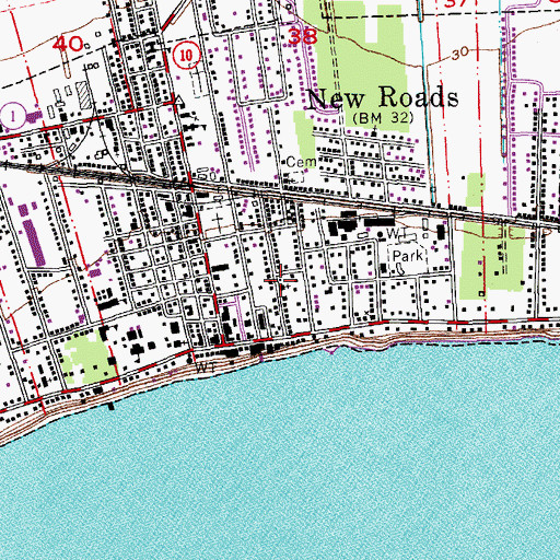 Topographic Map of New Roads Methodist Church, LA