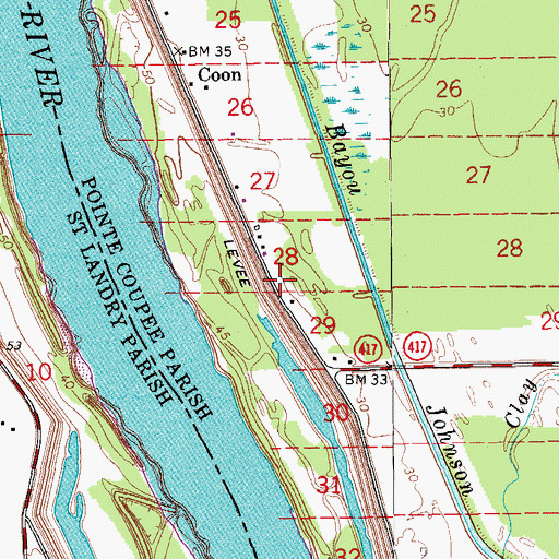 Topographic Map of Pointe Coupee Church (historical), LA