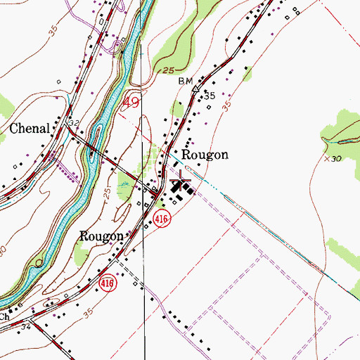 Topographic Map of Rougon Elementary School, LA