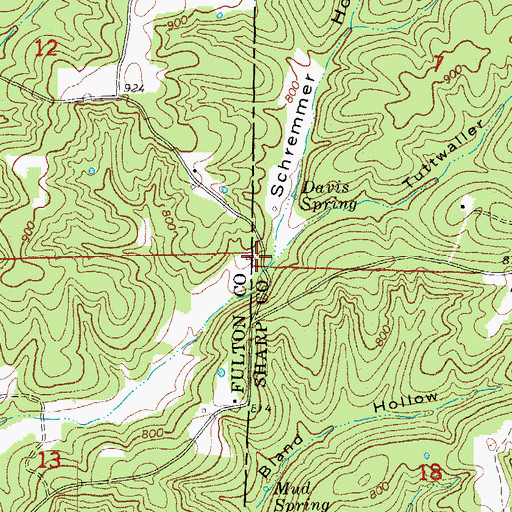 Topographic Map of Schremmer Hollow, AR