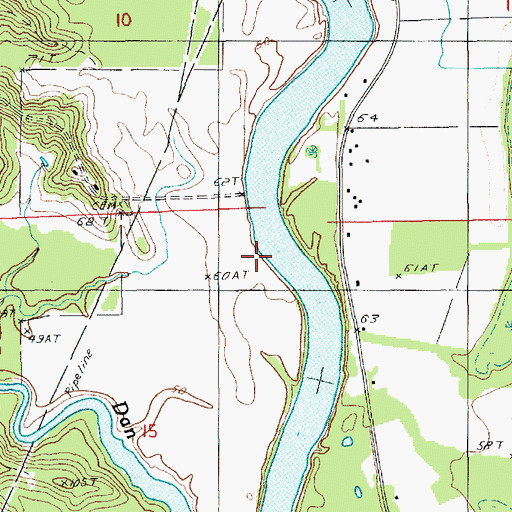 Topographic Map of Cottonwood Landing, LA