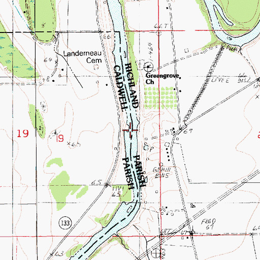 Topographic Map of Douciere Ferry (historical), LA