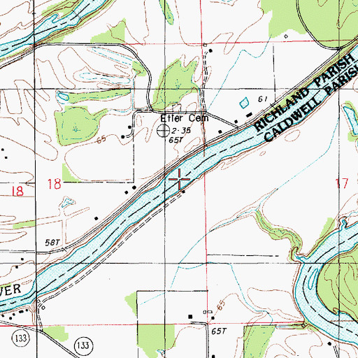 Topographic Map of Eitere Ferry (historical), LA