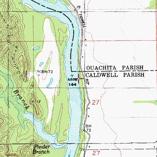 Topographic Map of Forest Home Landing, LA