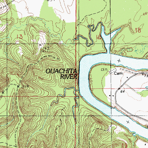 Topographic Map of Grandview Bluff, LA