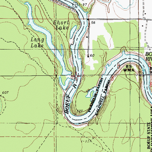 Topographic Map of Grassy Bend Ford, LA