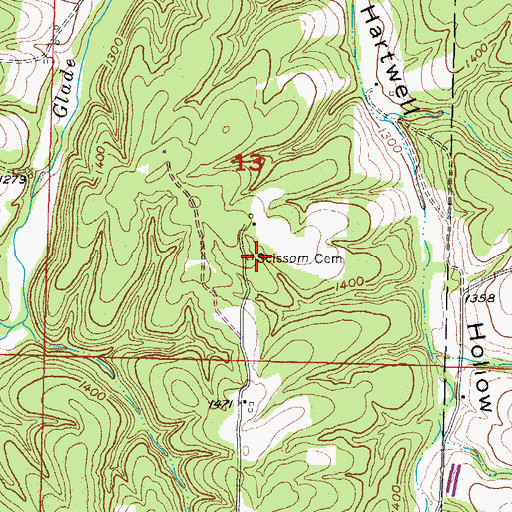 Topographic Map of Scissom Cemetery, AR