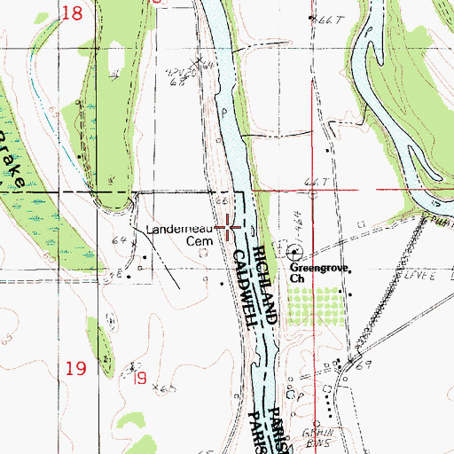 Topographic Map of Landerneau Landing, LA