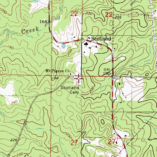 Topographic Map of Scotland Cemetery, AR