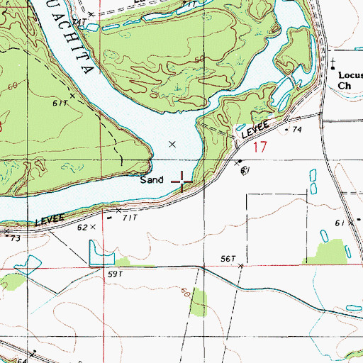 Topographic Map of Marshall Landing, LA