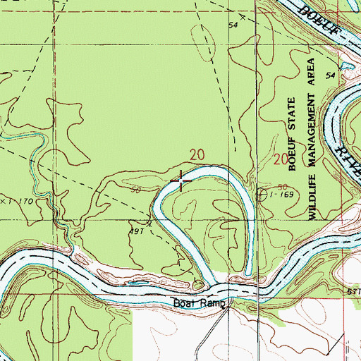 Topographic Map of Ox Bow Bend, LA