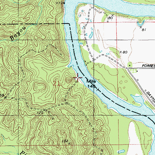 Topographic Map of Pine Bluff Landing, LA