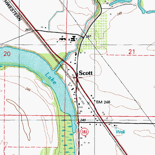 Topographic Map of Scott, AR