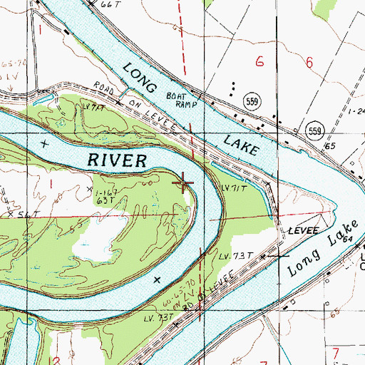 Topographic Map of Wood Landing, LA