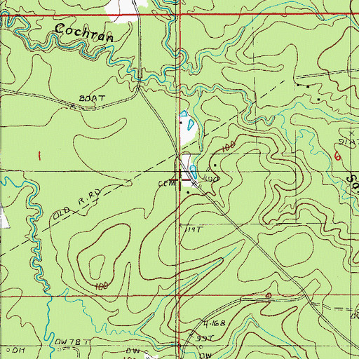 Topographic Map of Doughty Cemetery, LA