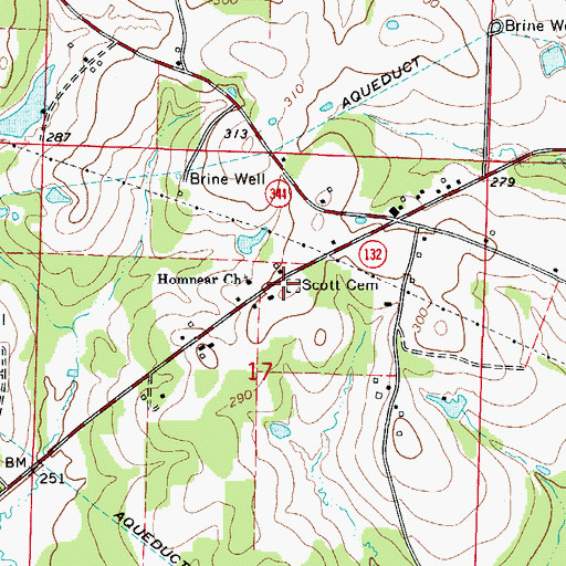 Topographic Map of Scott Cemetery, AR