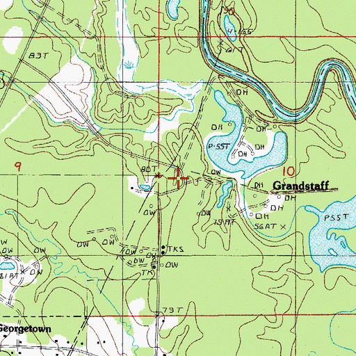 Topographic Map of Grandstaff, LA