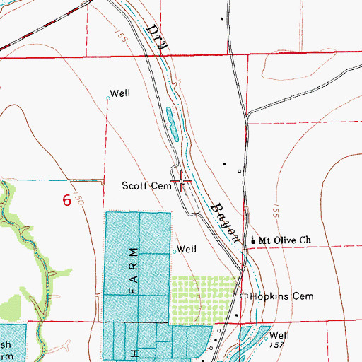 Topographic Map of Scott Cemetery, AR