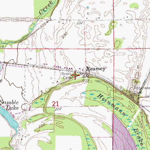 Topographic Map of Scott Cemetery, AR