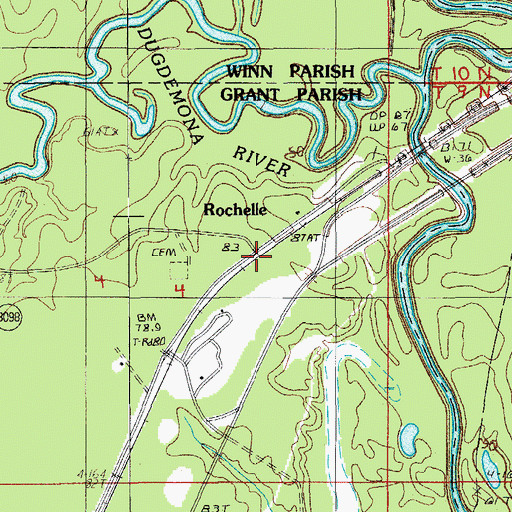 Topographic Map of Rochelle, LA