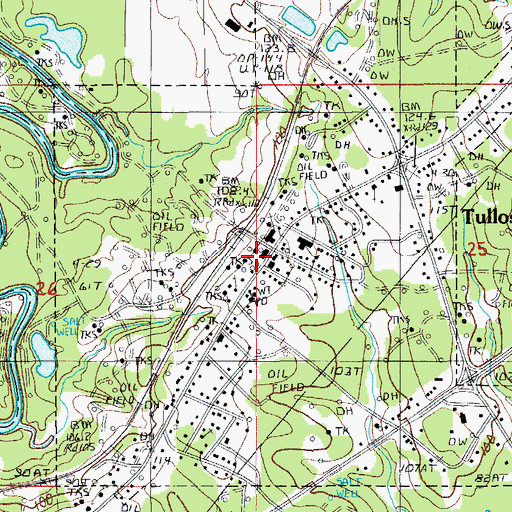 Topographic Map of Tullos, LA
