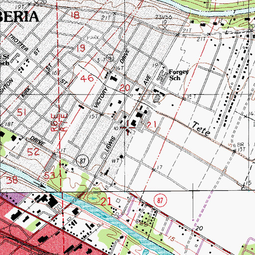 Topographic Map of Assembly of God Church, LA