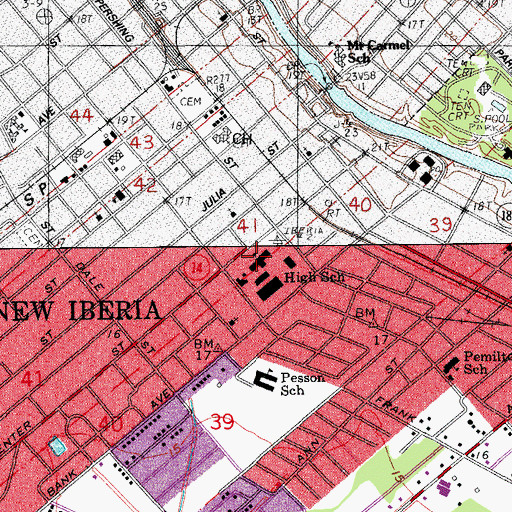 Topographic Map of Bank Avenue Elementary School, LA