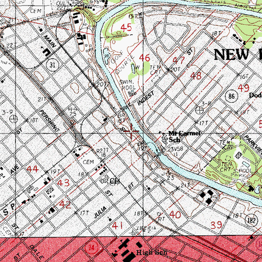 Topographic Map of Bouligny Plaza, LA