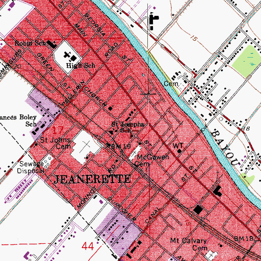 Topographic Map of Calvary Presbyterian Church, LA